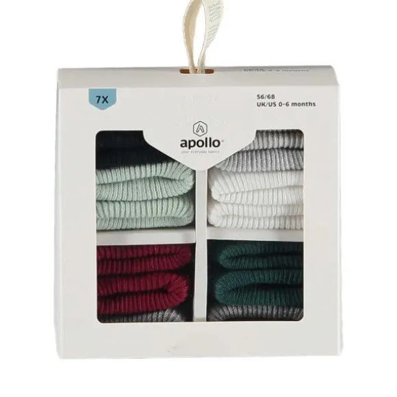 Apollo Sokjes Multi Navy Mint 7-Pack 0-6 mnd