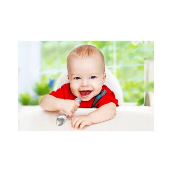Babyjem Lepel En Vork Staal Grijs