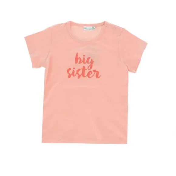 Babylook T-Shirt Big Sister - Maat 80 - Peach Bud