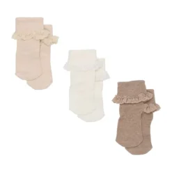 BD Collection Sokjes Kant - 3 Stuks - 0-6mnd - Multi Beige