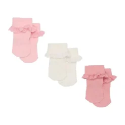 BD Collection Sokjes Kant - 3 Stuks - 0-6mnd - Multi Pink