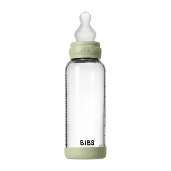BIBS Fles - Medium Flow - Ronde Speen - 240 ml - Glas/Silicone - Ivory