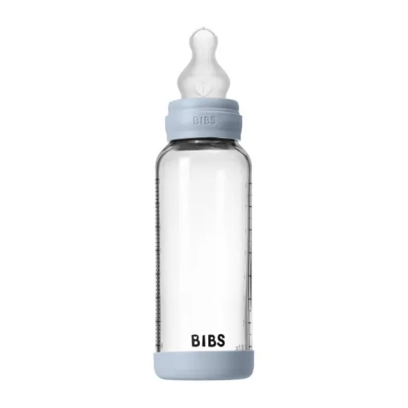 BIBS Fles - Medium Flow - Ronde Speen - 240 ml - Glas/Silicone - Ivory