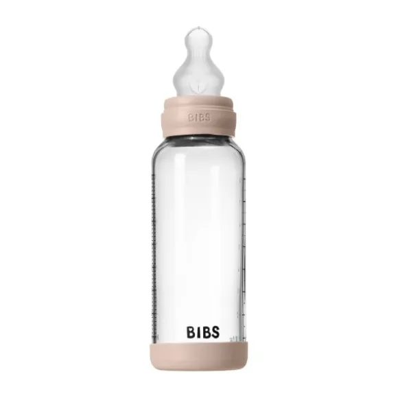 BIBS Fles - Medium Flow - Ronde Speen - 240 ml - Glas/Silicone - Ivory