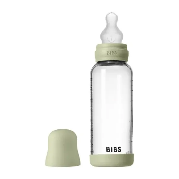 BIBS Fles - Medium Flow - Ronde Speen - 240 ml - Glas/Silicone - Ivory