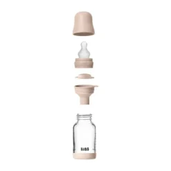 BIBS Fles - Slow Flow - Ronde Speen - 120 ml - Glas/Silicone - Baby Blue