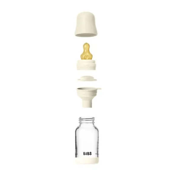BIBS Fles - Slow Flow - Ronde Speen - 120 ml - Glas/Latex - Baby Blue