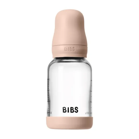 BIBS Fles - Slow Flow - Ronde Speen - 120 ml - Glas/Latex - Baby Blue
