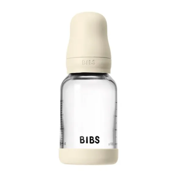 BIBS Fles - Slow Flow - Ronde Speen - 120 ml - Glas/Latex - Baby Blue