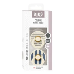 Bibs Fopspeen Latex Studio Pin Ivory Steel Blue Mix Size 1 (2-Pack)