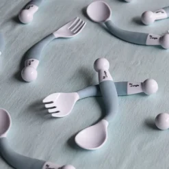Bo Jungle B- Bendable Spoon And Fork Pastel Blauw