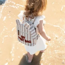 Childhome Rugzak My First Bag Strepen Electric Nude / Terracotta