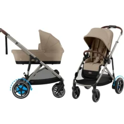 Cybex E-Gazelle S Kinderwagen 2-in-1 met reiswieg Almond Beige / Beige