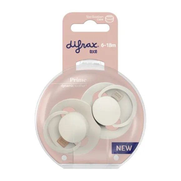 Difrax Dynamic Lovi Prime Fopspeen - 6-18mnd - 2st. - Coconut / Ivory