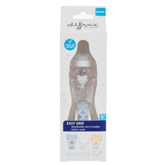 Difrax Handgreepfles Groot Woezel&Pip 240ml