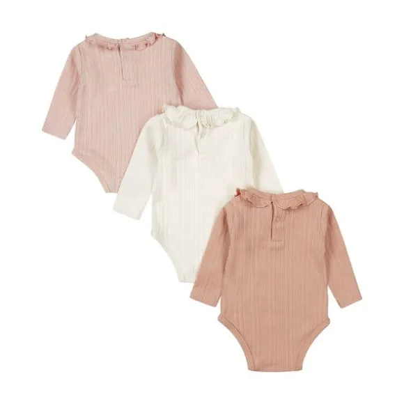 Dirkje Romper Lange Mouw Multi Colour Pink 3-Pack 50/56