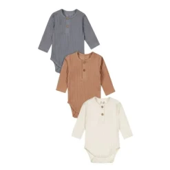 Dirkje Romper Lange Mouw Multi Colour Blue 3-Pack 50/56