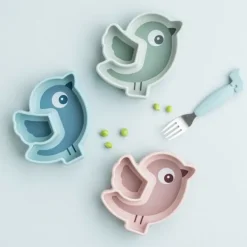 Done By Deer Silicone Stick&Stay Snack Bord Birdee Green