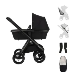 Dubatti One E6 Kinderwagen 2-in-1 - Black / Walnut Brown