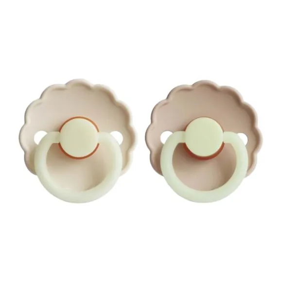 Frigg Fopspeen Daisy Night Croissant/Cream T2 6-18 mnd (2 stuks)