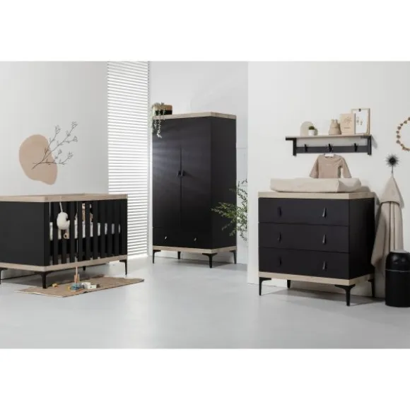 Interbaby Hanglegkast 2-Deurs Strips Zwart