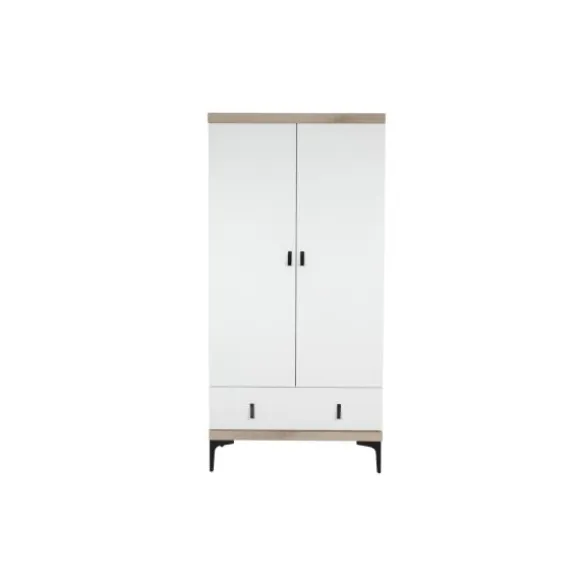 Interbaby Ledikant 60 x 120 - Commode 3 Laden - Hanglegkast 2-Deurs Strips Wit