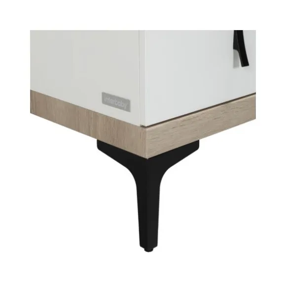 Interbaby Ledikant 60 x 120 - Commode 3 Laden - Hanglegkast 2-Deurs Strips Wit