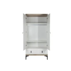 Interbaby Ledikant 60 x 120 - Commode 3 Laden - Hanglegkast 2-Deurs Strips Wit