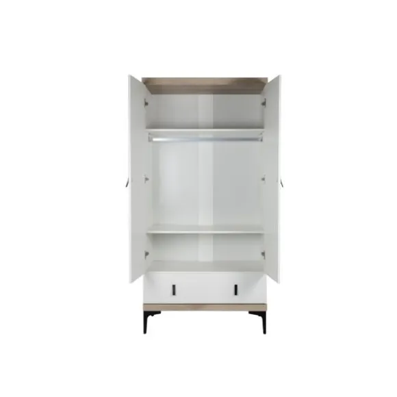 Interbaby Ledikant 60 x 120 - Commode 3 Laden - Hanglegkast 2-Deurs Strips Wit