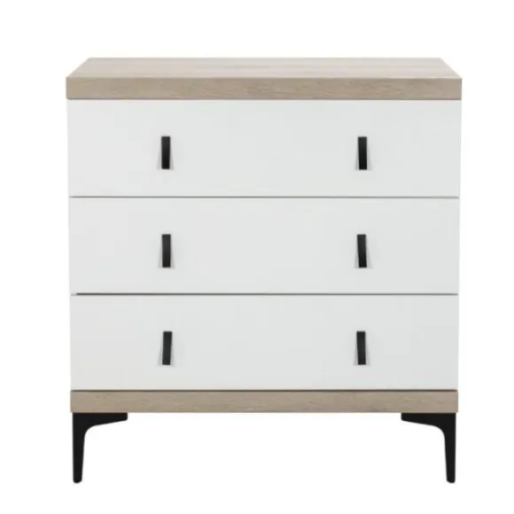Interbaby Ledikant 60 x 120 - Commode 3 Laden - Hanglegkast 2-Deurs Strips Wit