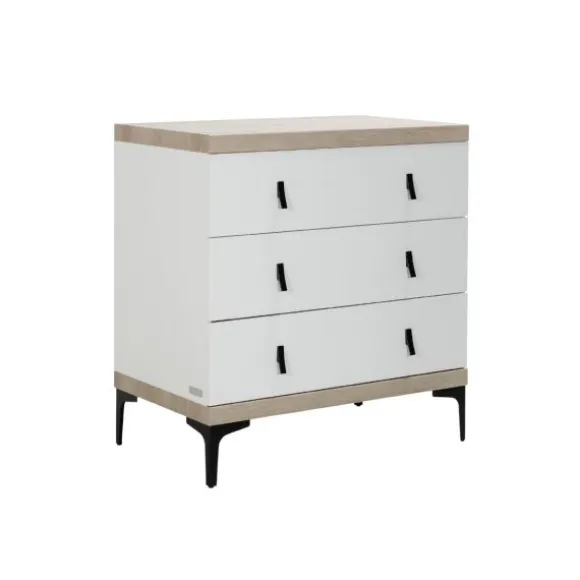 Interbaby Ledikant 60 x 120 - Commode 3 Laden - Hanglegkast 2-Deurs Strips Wit