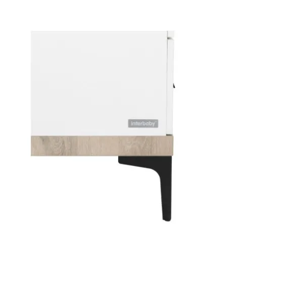 Interbaby Ledikant 60 x 120 - Commode 3 Laden - Hanglegkast 2-Deurs Strips Wit