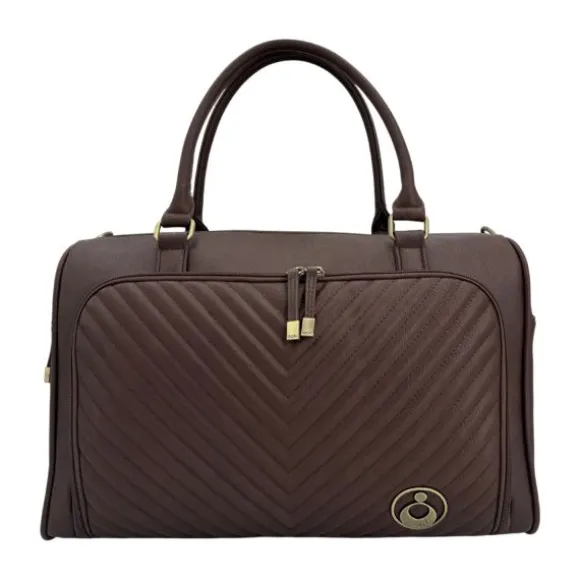 Isoki Double Zip Satchel Quilted Chocolate
