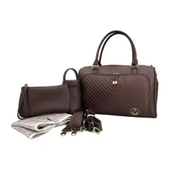 Isoki Double Zip Satchel Quilted Chocolate