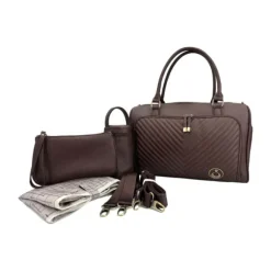 Isoki Double Zip Satchel Quilted Chocolate