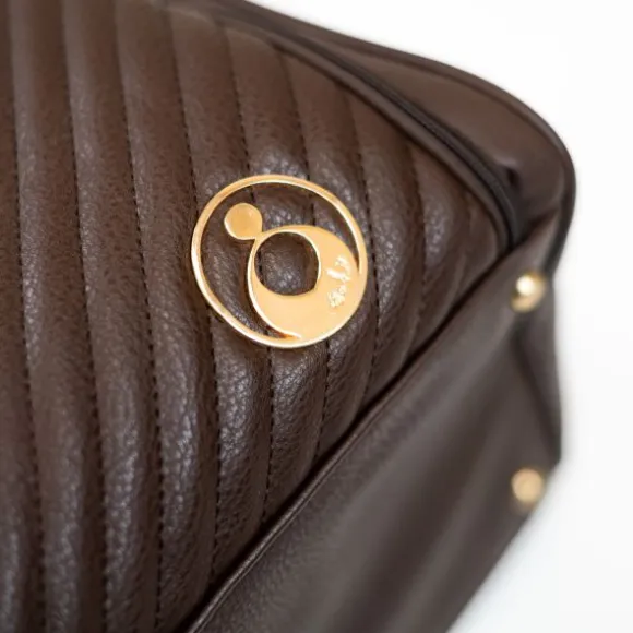 Isoki Double Zip Satchel Quilted Chocolate