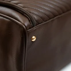 Isoki Double Zip Satchel Quilted Chocolate