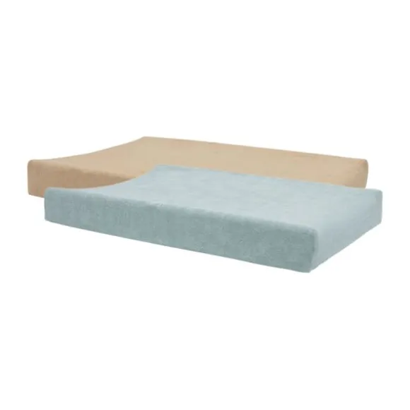 Jollein Aankleedkussenhoes - 2 Stuks - 50 x 70 cm - Badstof - Sea Green/Biscuit