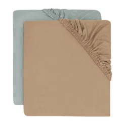 Jollein Hoeslaken Jersey - 2 Stuks - 70/75 x 140/150 cm - Sea Green/Biscuit