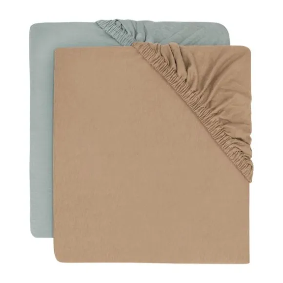 Jollein Hoeslaken Jersey - 2 Stuks - 60 x 120 cm - Sea Green/Biscuit