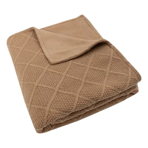 Jollein Ledikantdeken Check Knit Biscuit / Teddy Fleece 100 x 150 cm