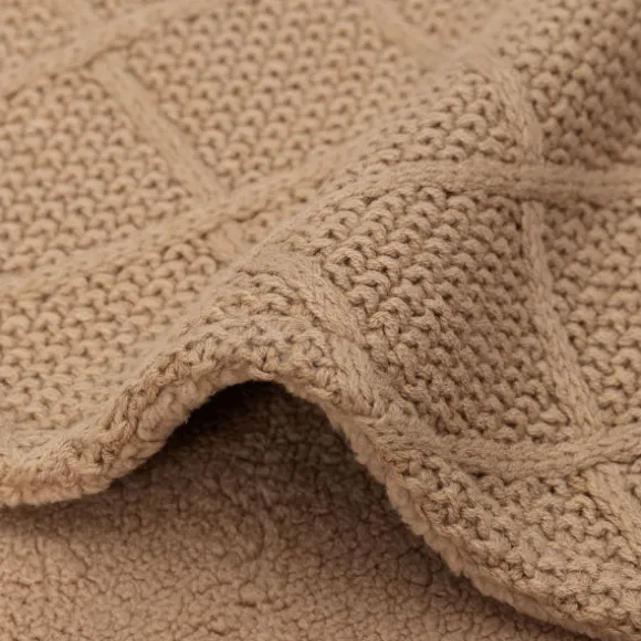 Jollein Ledikantdeken Check Knit Biscuit / Teddy Fleece 100 x 150 cm