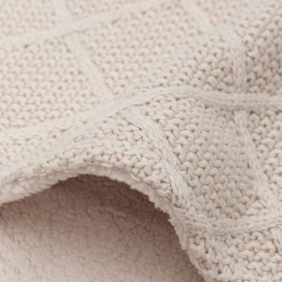 Jollein Ledikantdeken Check Knit Biscuit / Teddy Fleece 100 x 150 cm