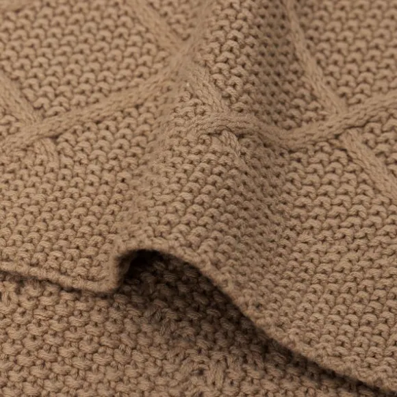 Jollein Ledikantdeken Check Knit Biscuit / Teddy Fleece 100 x 150 cm