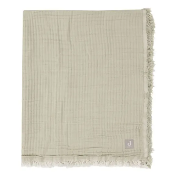 Jollein Ledikantdeken Fringe Olive Green / Ivory GOTS 120 x 120 cm