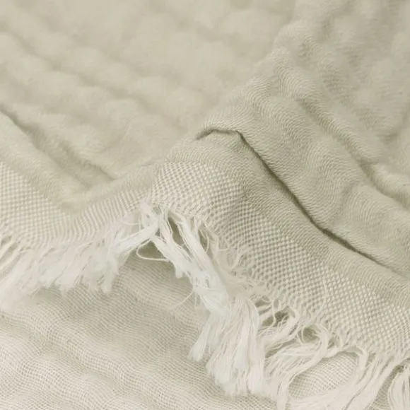 Jollein Ledikantdeken Fringe Olive Green / Ivory GOTS 120 x 120 cm