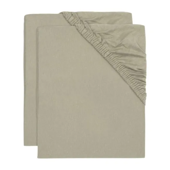 Jollein Ledikanthoeslaken Jersey Olive Green 60 x 120 cm 2-Pack