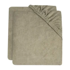Jollein Ledikanthoeslaken Jersey Olive Green 60 x 120 cm 2-Pack