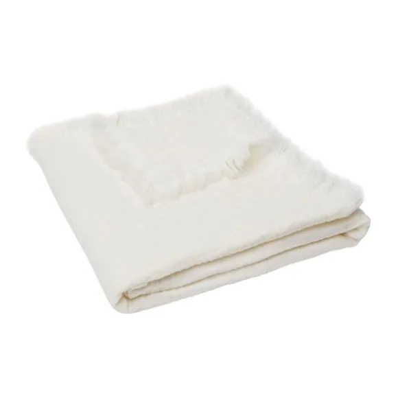 Jollein Wiegdeken Muslin Fringe Ivory 75 x 100 cm