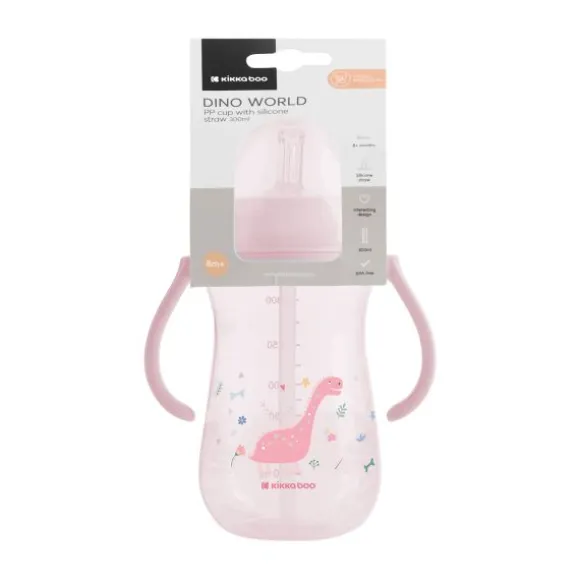 Kikkaboo Dino Wereld Beker Met Siliconen Rietje - 300ml - Blauw